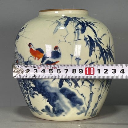 6.18" Porcelain Qing Dynasty Guangxu Blue and White Flowers and Birds Vase