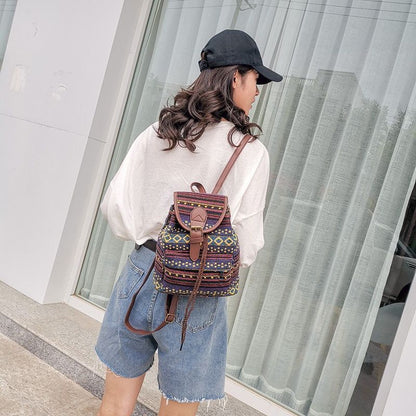 Vintage Canvas Backpack School Travel Rucksack Double Shoulder Bags 24*23*10 CM