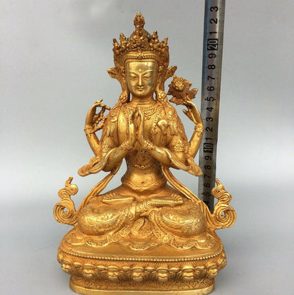 New Handmade Tibetan Avalokiteshvara Chenrezig Buddha Statue Guanyin Buddhism