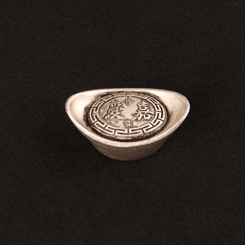 Silver Ingot Ornament Solid Antique Five Emperors Household Treasure Pot