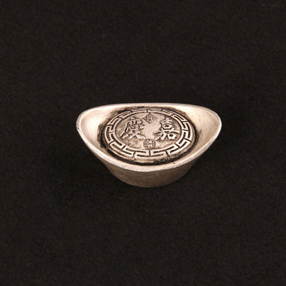 Silver Ingot Ornament Solid Antique Five Emperors Household Treasure Pot