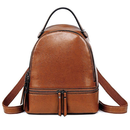 Genuine Leather Rucksack Travel Knapsack School Daypack Oil Wax Cowhide Backpack