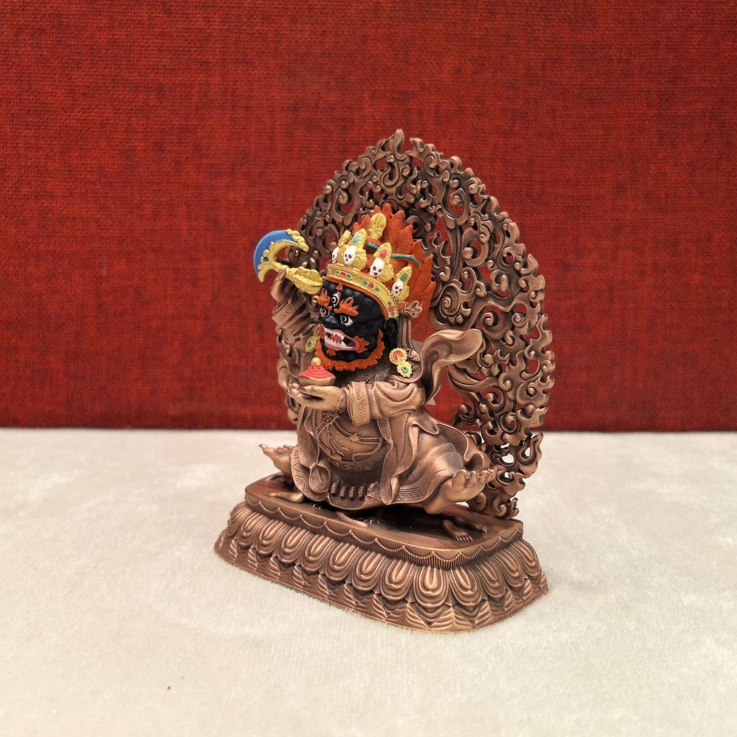 10CM Copper Statue Two Arms Mahakala Enshrine Buddha