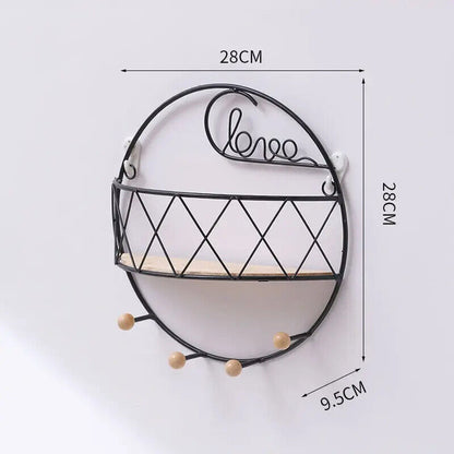 Wall Display Stands Iron+Wood Golden Home Hanging Decorations Storage Rack Hook