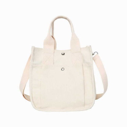 Fashion Handbag Canvas Casual Tote Student Shoulder Bag Solid Color Messenger