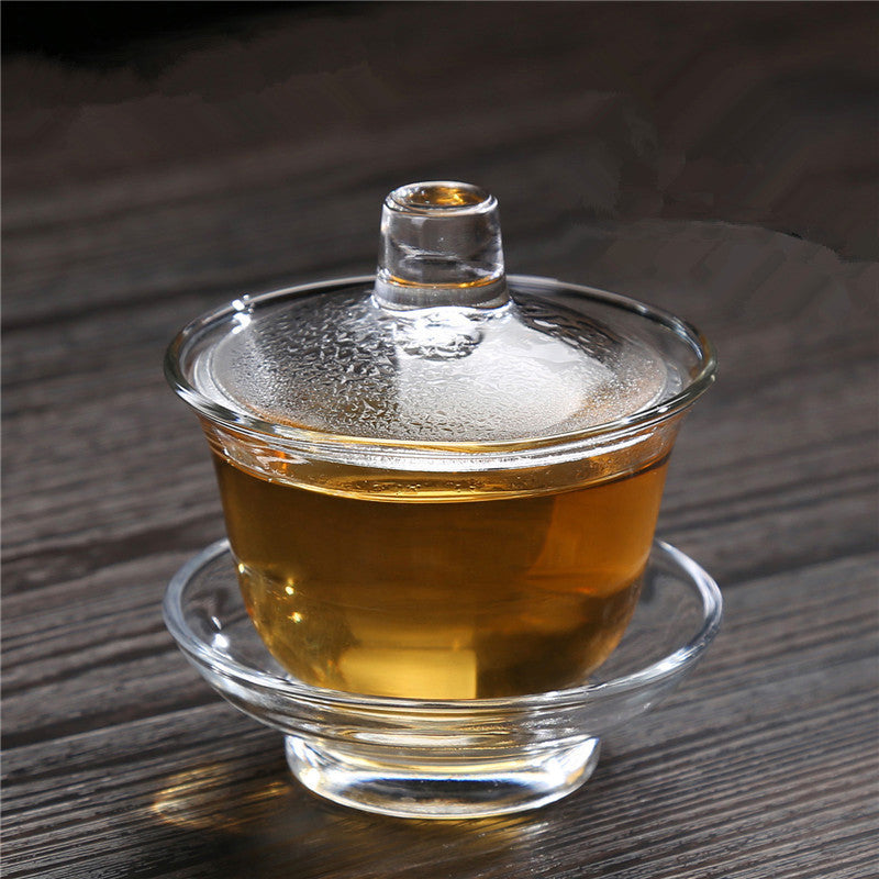 100ml glass gaiwan clear color promotions tea cup bowl with coaster lid tureen