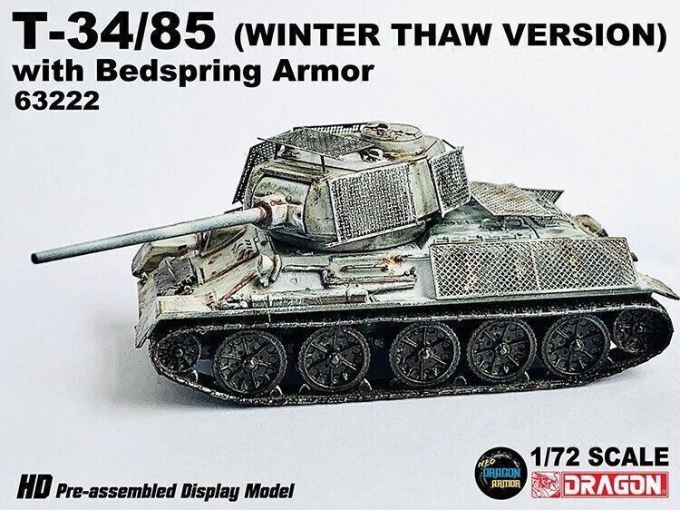 1/72 Dragon T34/85 Winter Thaw Version With Bedspring Armor Tank 63222 Model