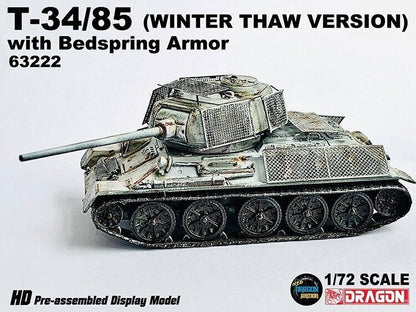 1/72 Dragon T34/85 Winter Thaw Version With Bedspring Armor Tank 63222 Model
