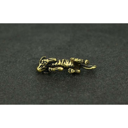 Old Bronze Handmade Small Tiger Statue Figure Tea Pet Decoration Rare Chinese