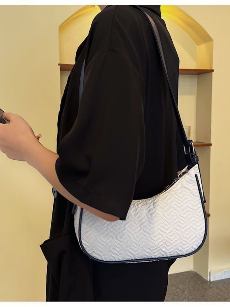 Synthetic Leather Handbags Zipper Small Shoulder Bag Casual fold Tote Half-Moon