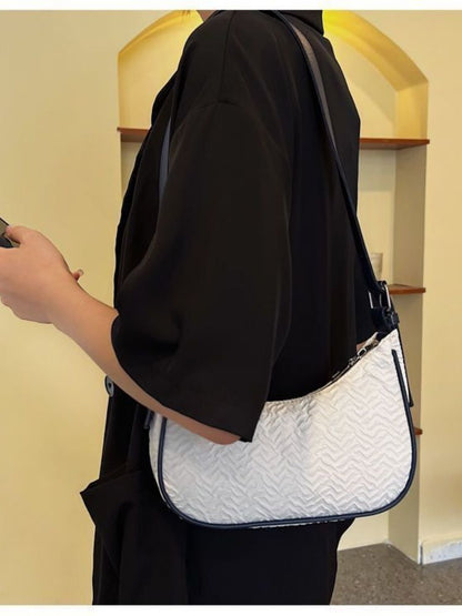 Synthetic Leather Handbags Zipper Small Shoulder Bag Casual fold Tote Half-Moon