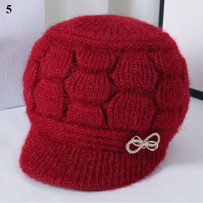 Women Winter Beanie Hats Short Brim Peaked Cap Mother Hats Pumpkin Hat Warm Soft