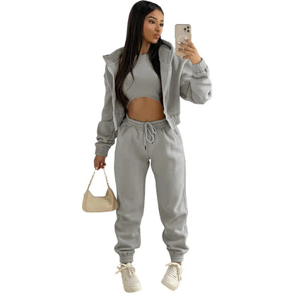 3Piece Sets Women Tracksuit Suit Trouser Set Sweatshirt Sports Sportswear