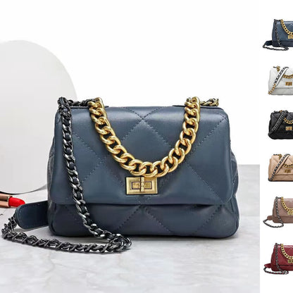 Mini Quilted Sheepskin Leather Small Flap Purse Shoulder Bag Tote Clutch Chains