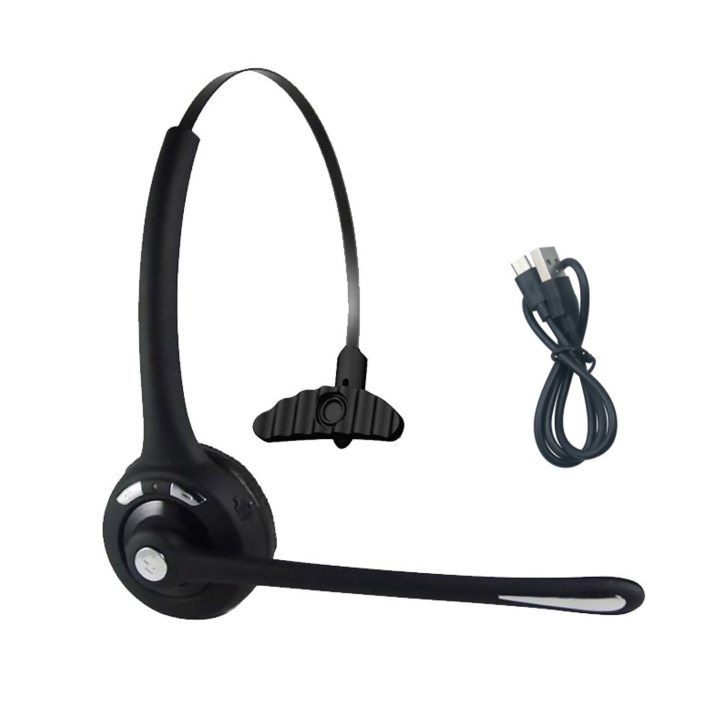Black Rechargeable Headphone Wireless Bluetooth 5.0 Operator Headset ABS