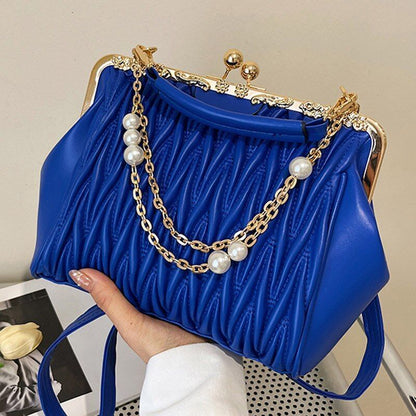 Fashion Chain Shoulder Bag Kiss Lock Shell Clip Crossbody Bag Chic Crossbody Bag