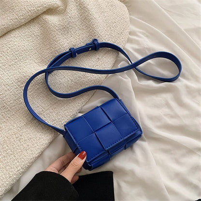 Mini Ladies Square Weave Bag PU Leather Shoulder Crossbody Bags Women Handbags