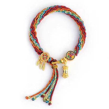 Tibetan Woven String Bracelet Six Words Mantra Cotton Handmade Lucky Rope