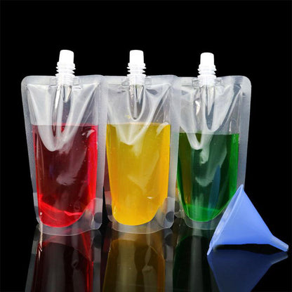 100~500ml Plastic Spout Bag Stand Up Liquid Drink Milk Juice Wine Pouch With Cap