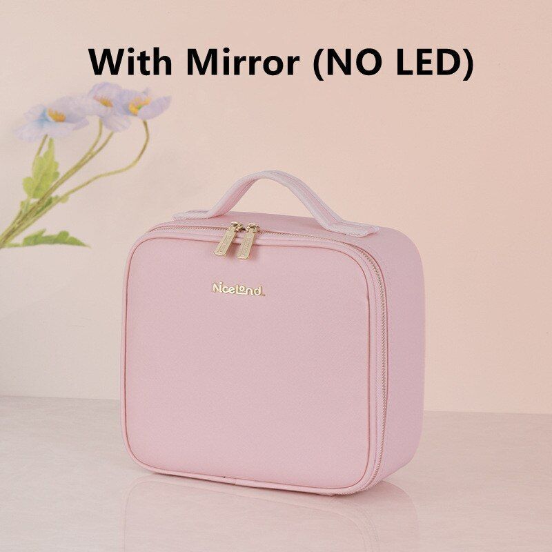 Smart LED Cosmetic Case Mirror Large Portable Storage Makeup Bag Purse S/L Sizes