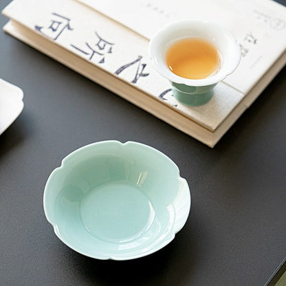 35ml Sunflower Shaped Tea Cup Saucer Ceramic Afternoon Household Kung Fu Tea Set