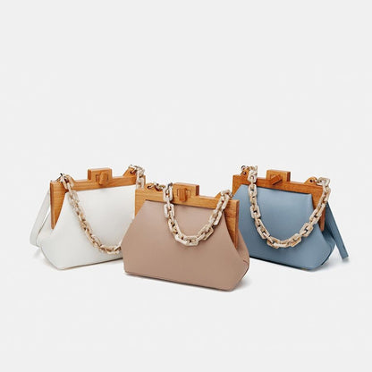 Bucket Bag Wooden Clip Bag Acrylic Chain Handbag Shoulder Purse 24*10*18 CM 1PC