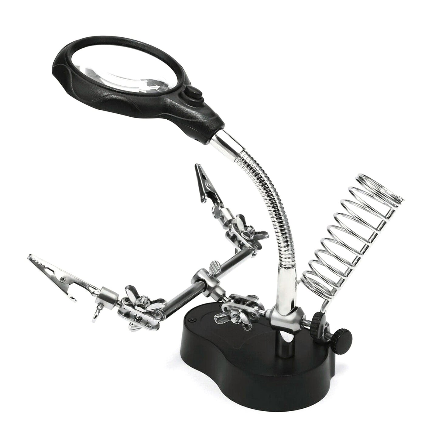 New Soldering Tool w Dual Magnifier 2.5X 5X LED Lights Adjustable Holder Stand