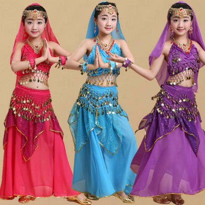 Girls Belly Dance Costume Skirt Outfit Kids Performance Clothing +Accessories
