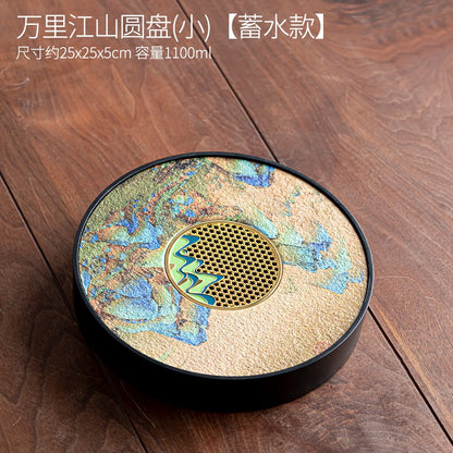 1Pc Exquisitely Draining Tray Tea Set Storage Tray Desktop Household Ornament