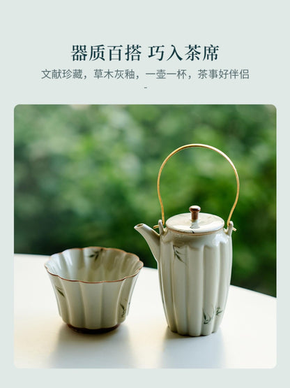 Ceramics Teapot with 1cup 2pc Set 120ml 4oz Receive Guests Kungfu Tea Set Suit