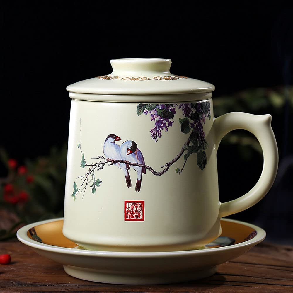 450ml Jingdezhen Teacup Ceramic Filter Tea Cup Home Water Cup Kung Fu Tea Set