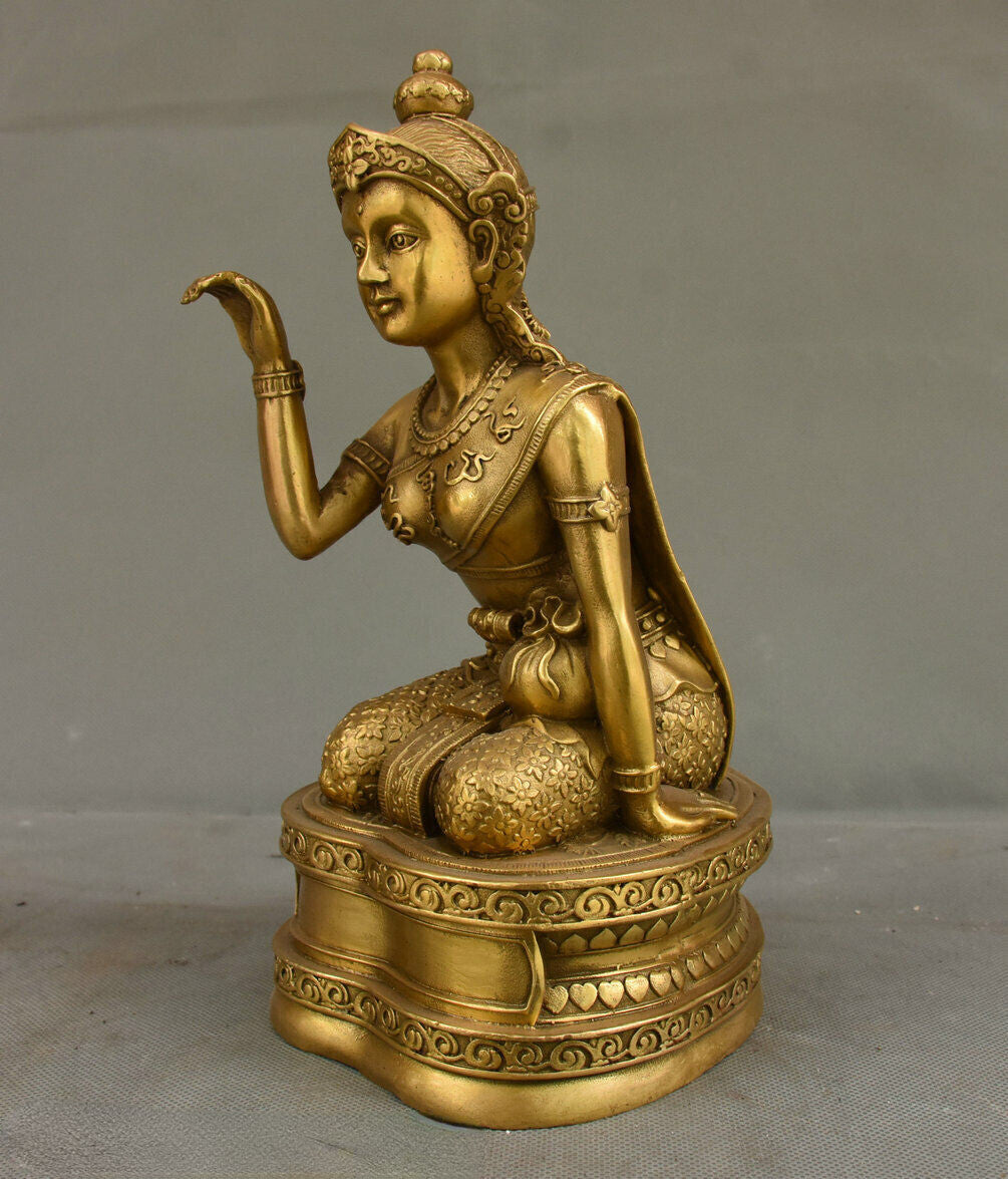 9.05" Rare Thailand Buddhism Brass Wealth Mammon God Lucky Joss Buddha Statue