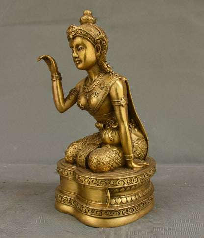 9.05" Rare Thailand Buddhism Brass Wealth Mammon God Lucky Joss Buddha Statue