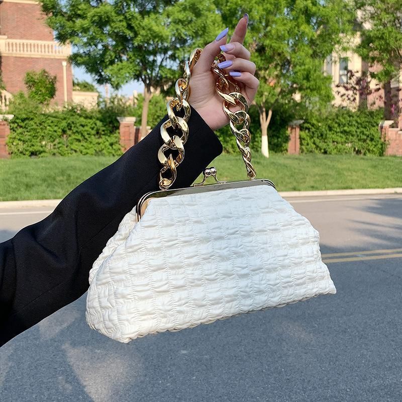 Clip Crossbody Bags Handbag Clutches Thick Chain Messenger Bag Purse 32*16*10 CM