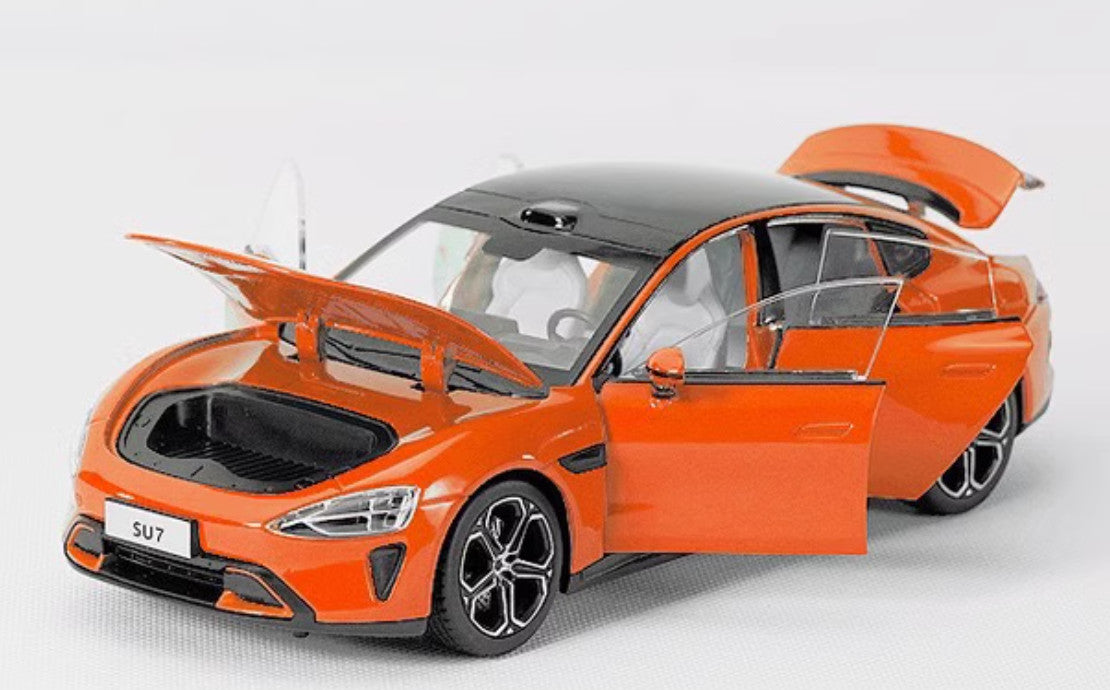 1:18 28CM Xiaomi Original Factory SU7 Car Vehicle Sedan Diecast Model Orange