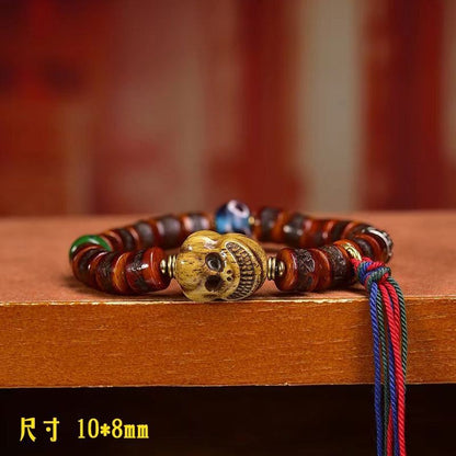 10*8mm Tibetan Barrel Bead Bracelet Single Circle Buddhist Beads Glass Accessory