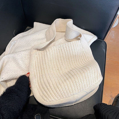 Shoulder Large Handbags Autumn Winter Knitting Shopping Handle Women Shopper Bag
