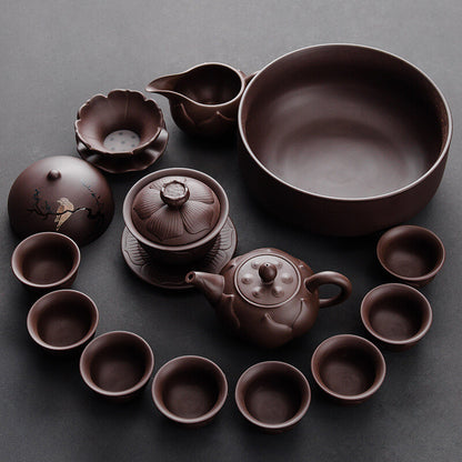 True Yixing Zisha Complete Teaset Tea Pot Matching Gaiwan Cup Lid Holder Pitcher