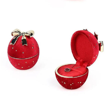 Jewelry Box Round Plastic Alloy Velvet Bow Rings Pendant Packaging Boxes 7x7x6cm