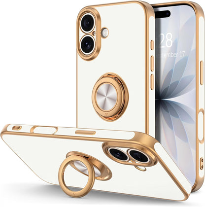 for Iphone 17 Case with Ring Stand, 360° Rotatable Ring Holder Magnetic Kickstan