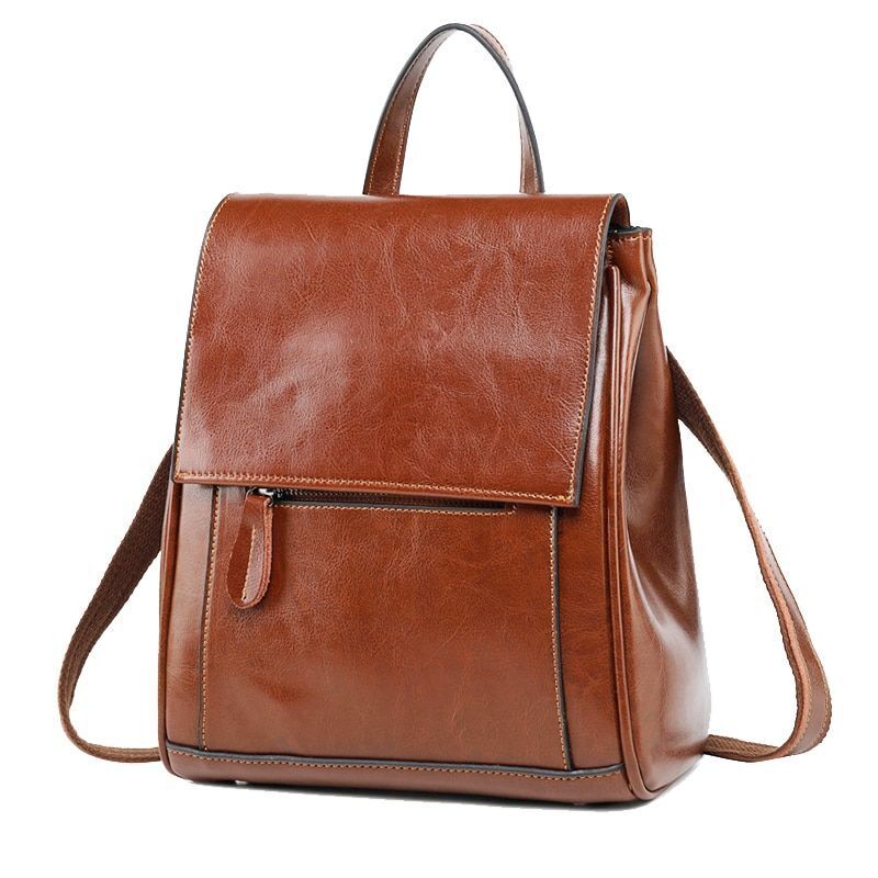 Genuine Leather Backpack Rucksack Crossbody Travel Shoulder Bag 23*11*27CM Green