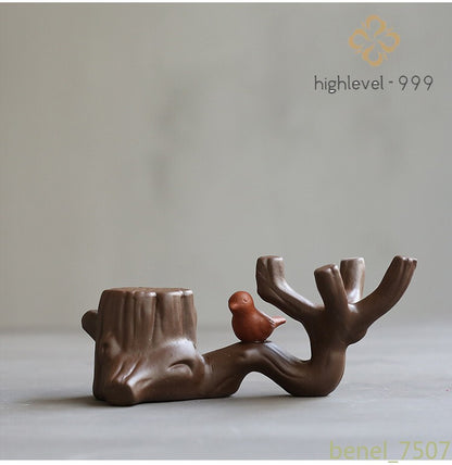 Purple Clay Tea Pets Ornaments Stump Teapot Lid Support Kung Fu Tea Accessories