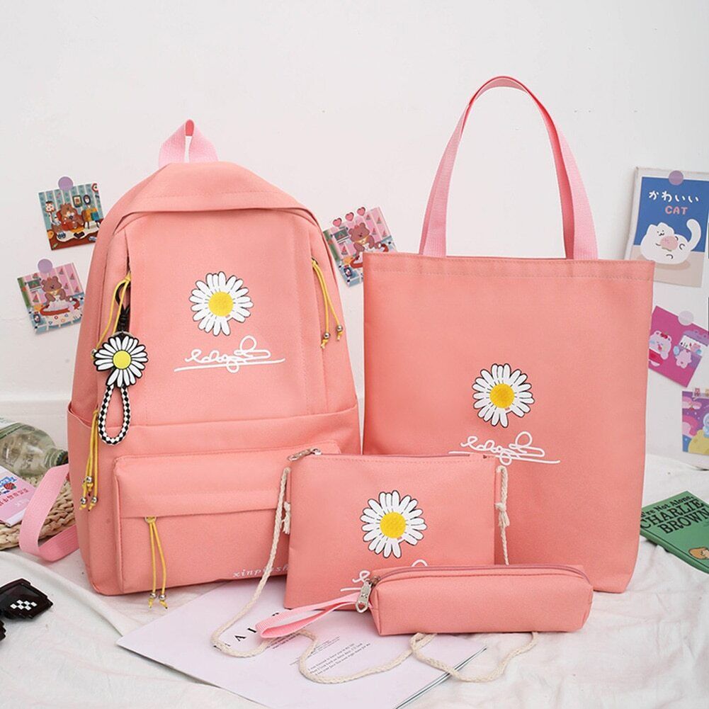 4Pcs/Set Women School Backpacks Schoolbag Teenagers Girls Student Book Bag Boys