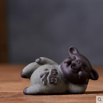 1.7" Geyao Tea Pet Decorations Zisha Five-blessing Pig Decoration Tea Table Tea
