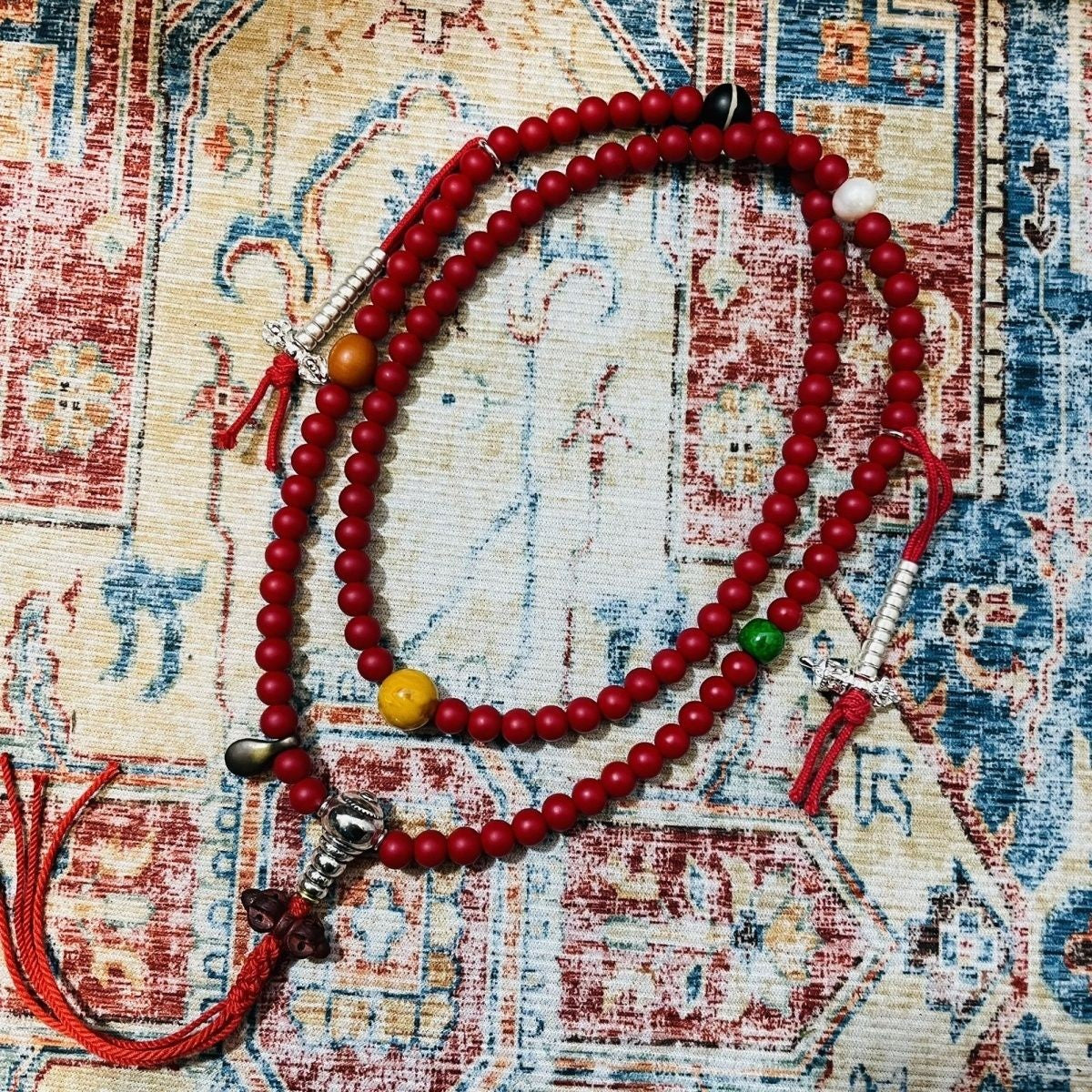 Vajrasattva Red Mala 10mm Handheld Tibetan Buddhist Prayer Beads