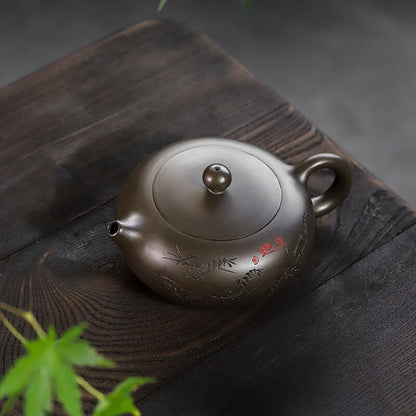 rare original ore real yixing zisha tea pot handmade master pot shrimp carved