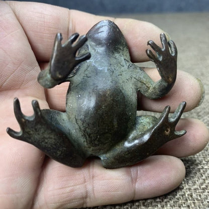 Collect Copper Solid Frog Desktop Tea Pet Ornament