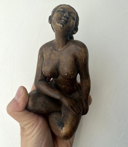 Brass Naked Geisha Girl Statue Art Beauty Model Collection Decor