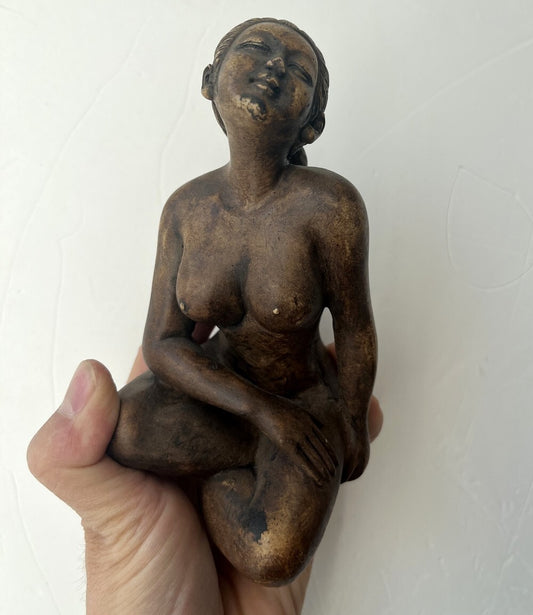 Brass Naked Geisha Girl Statue Art Beauty Model Collection Decor