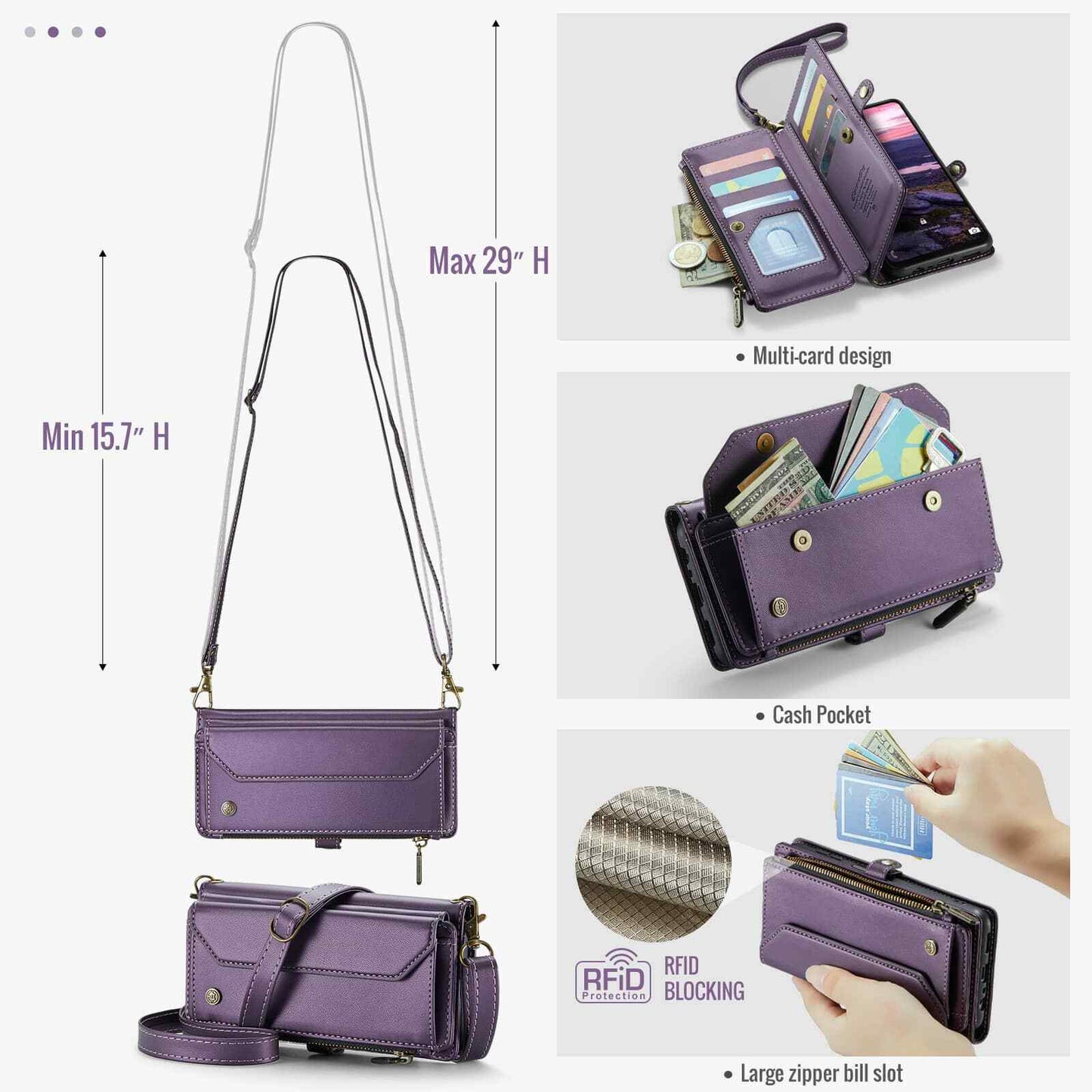 Crossbody for Samsung Galaxy A16 Case Wallet【RFID Blocking】with 10-Card Holder